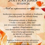 III edycja Konkursu „Poetycka jesień” im. Alfreda Siamy